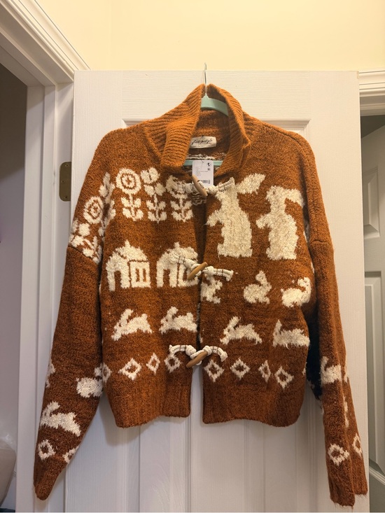 Free People Sweaters - Free People brown and cream Toggle Cardigan Sweater bunny house
